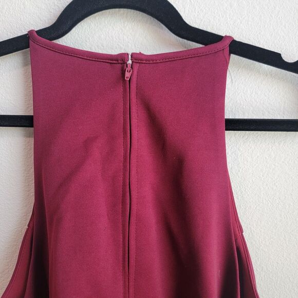 ABBY PARIS Floor-Lenght Formal Dress Burgundy Slit at Front Sz 8 Tall - Picture 7 of 10